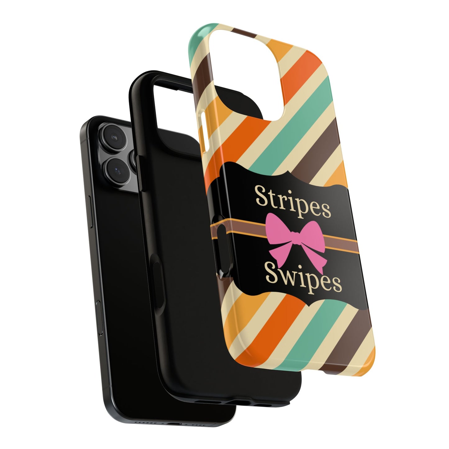 Phone Case iPhone 16/15/14 - Diagonal Retro Stripes & Swipes Tough Case