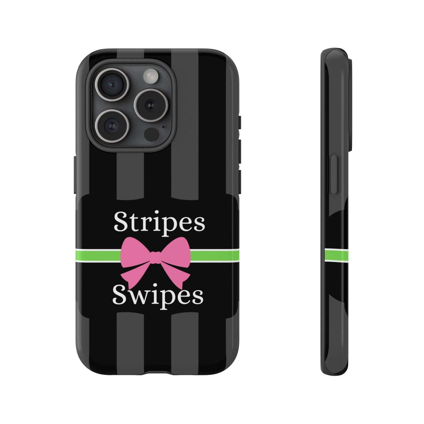 Phone Case iPhone 16/15/14 - Gray/Pink Stripes & Swipes Tough Case