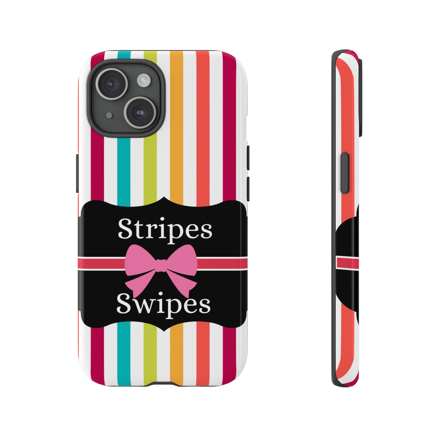 Phone Case iPhone 16/15/14 - Lollipop Stripes & Swipes Tough Case