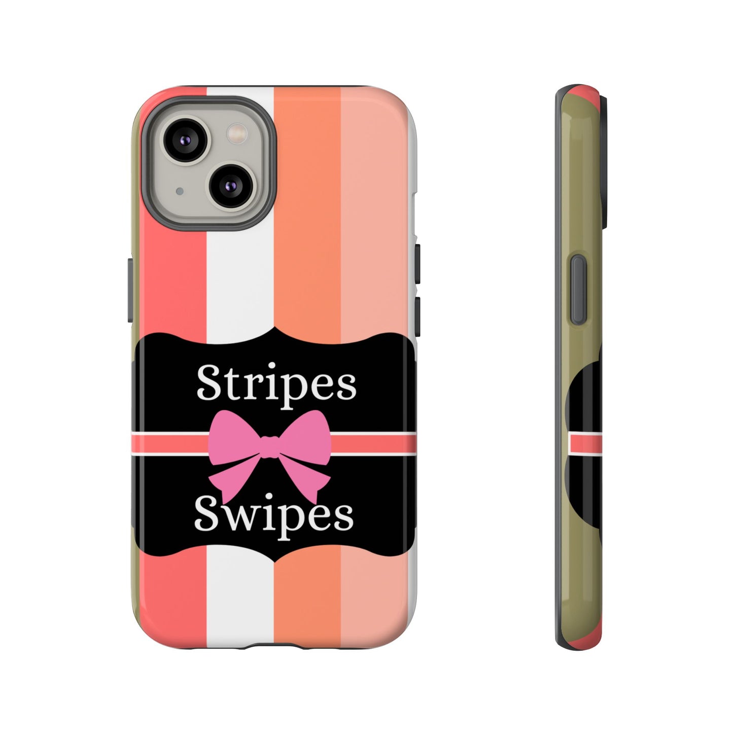 Phone Case iPhone 16/15/14 - Peachy Stripes & Swipes Tough Case