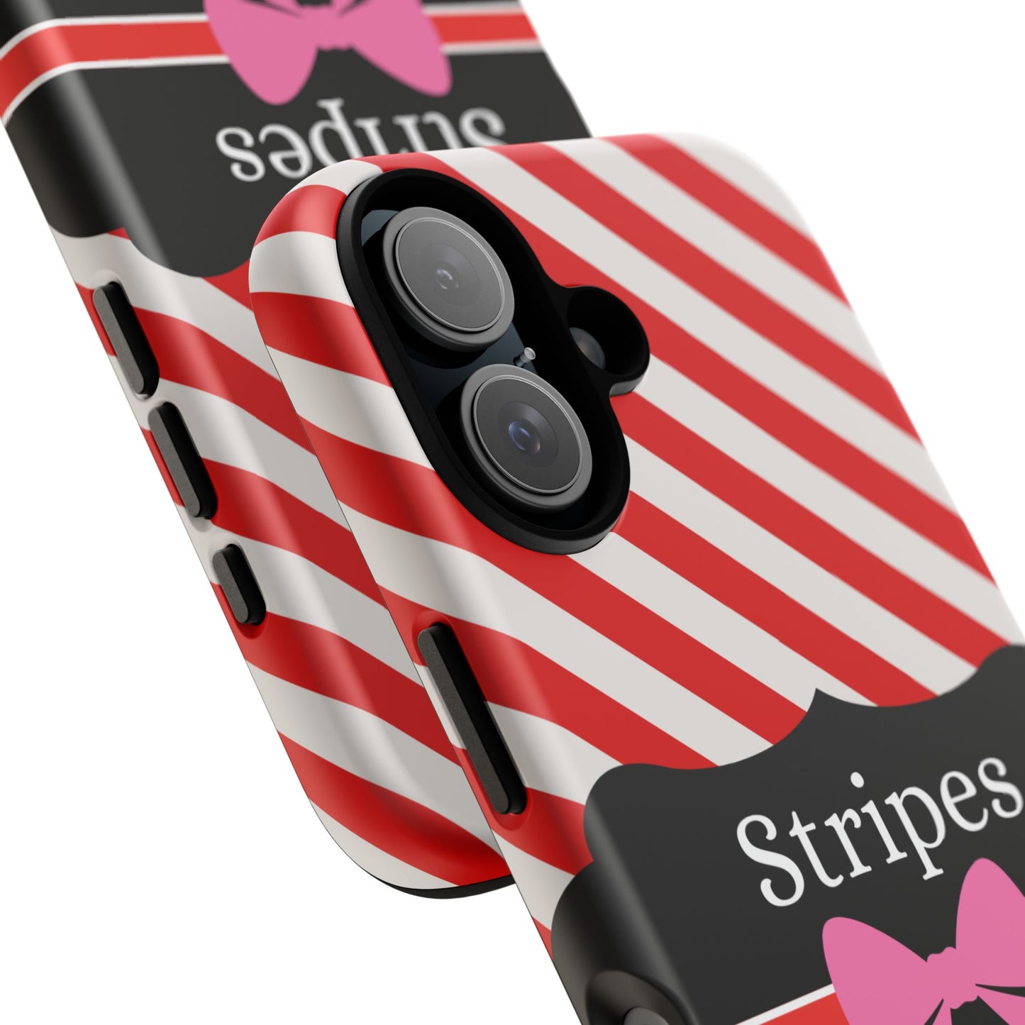 Phone Case iPhone 16/15/14 - Red/White Stripes & Swipes Tough Case