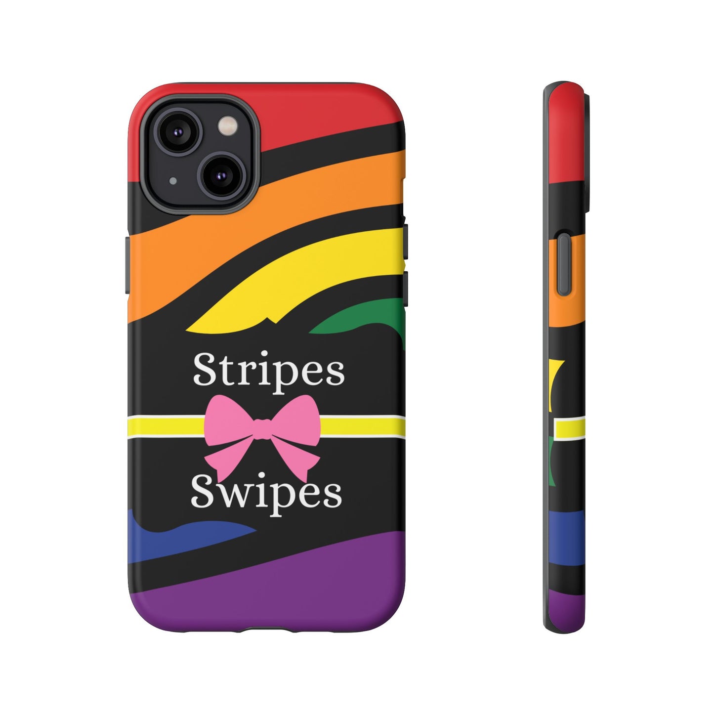 Phone Case iPhone 16/15/14 - Wavy Vivid Stripes & Swipes Tough Case