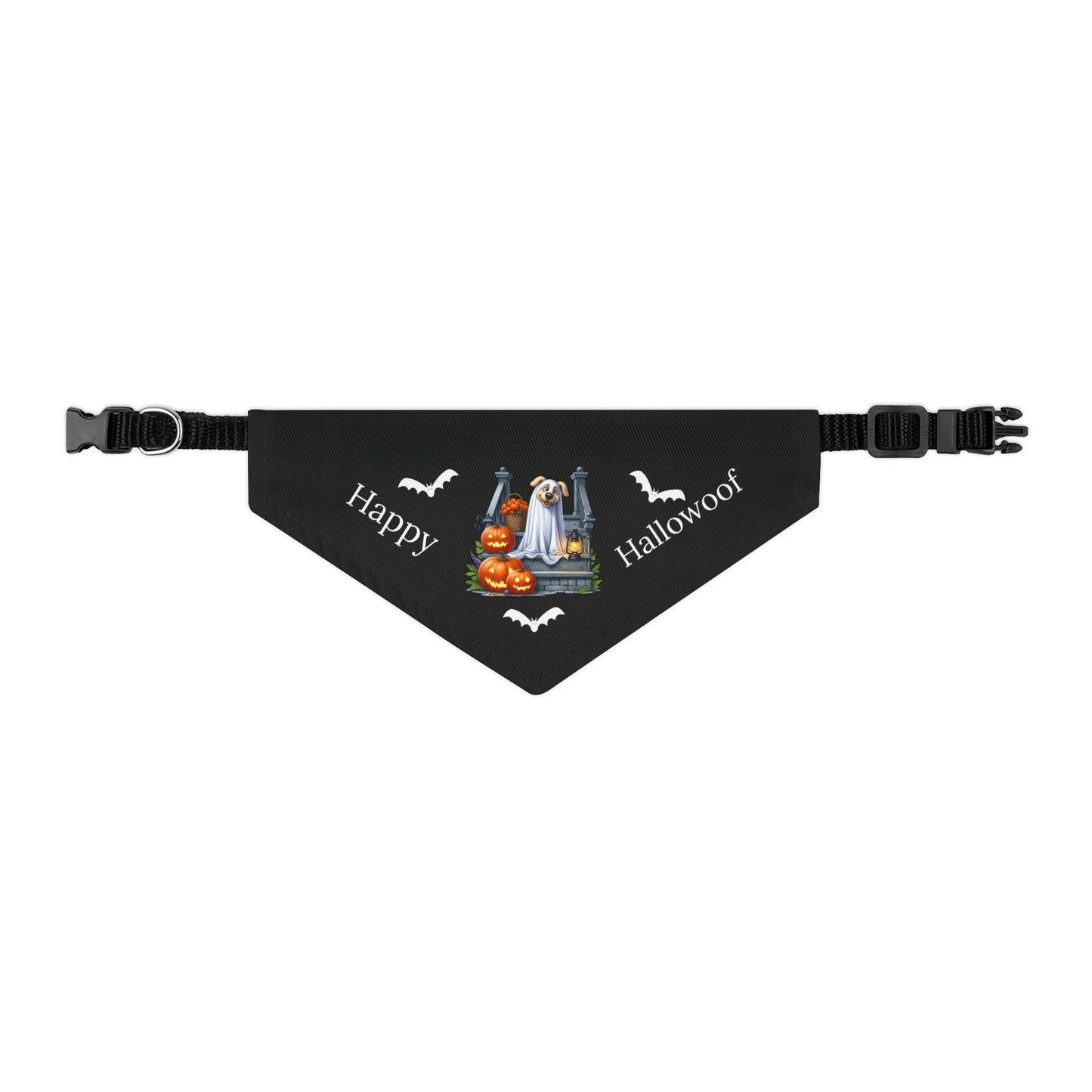 Happy "Hallowoof" - SMALL Pet Bandana Collar BLACK 01