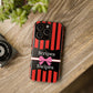 Phone Case iPhone 16/15/14 - Red/Black/White Stripes & Swipes Tough Case