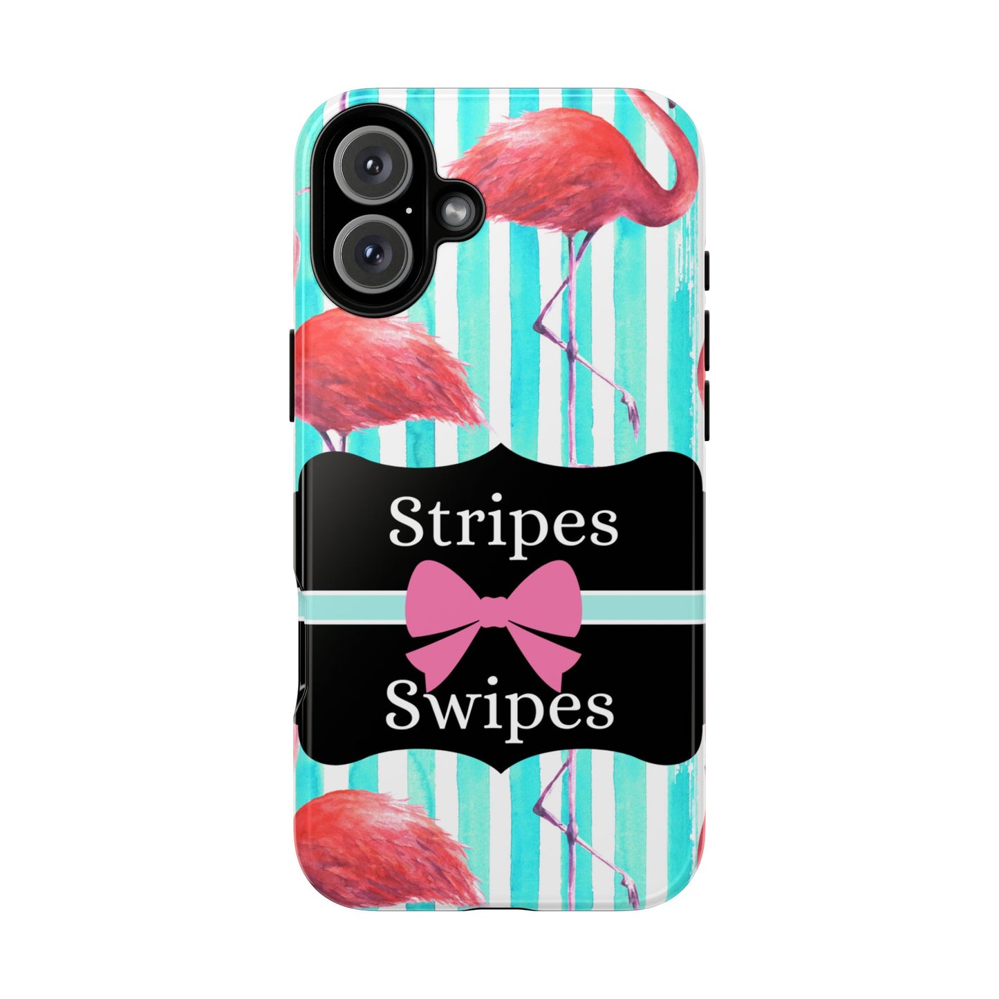 Phone Case iPhone 16/15/14 - Flamingo Stripes & Swipes Tough Case