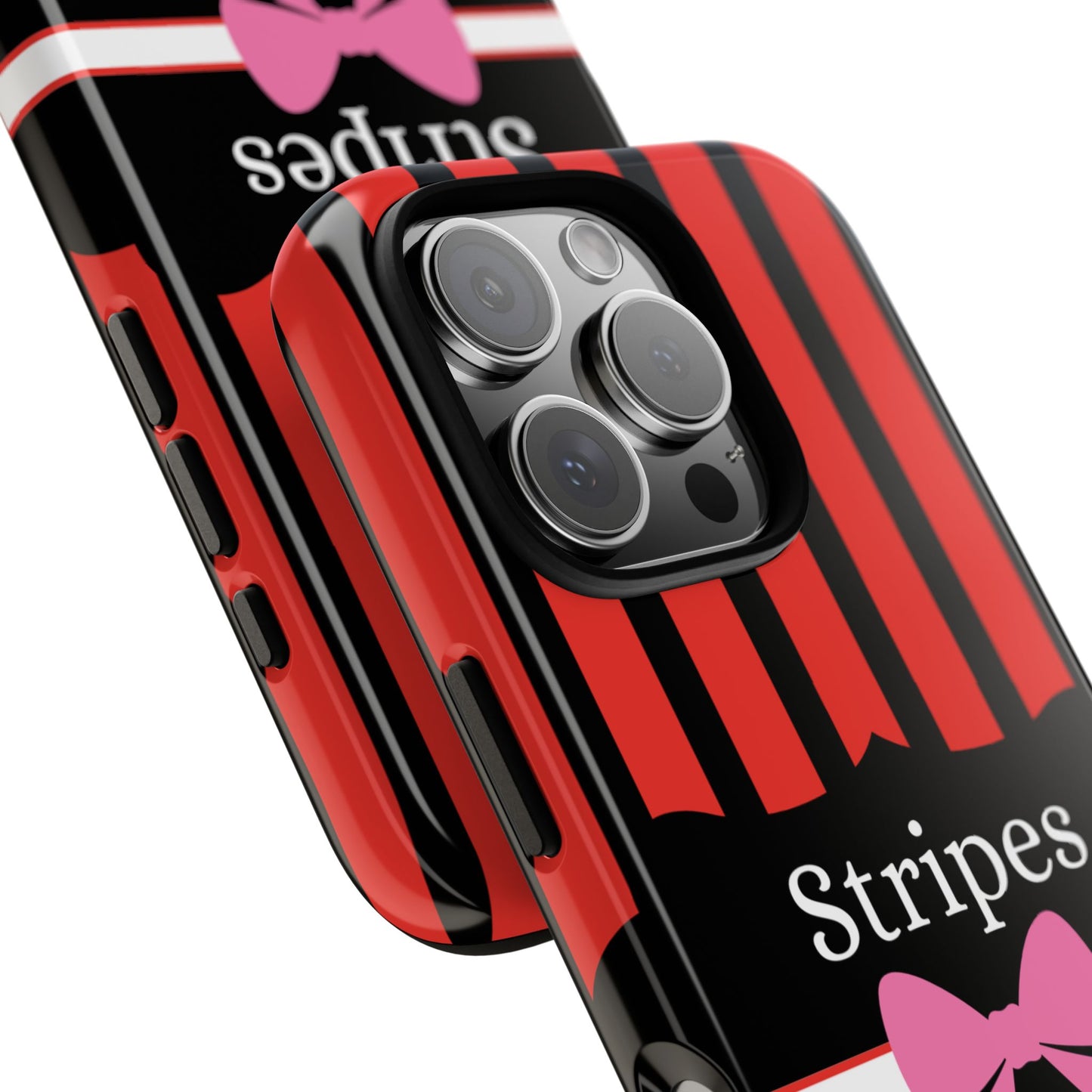 Phone Case iPhone 16/15/14 - Red/Black/White Stripes & Swipes Tough Case