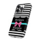 Phone Case iPhone 16/15/14 - Black/White/Blue Stripes & Swipes Tough Case