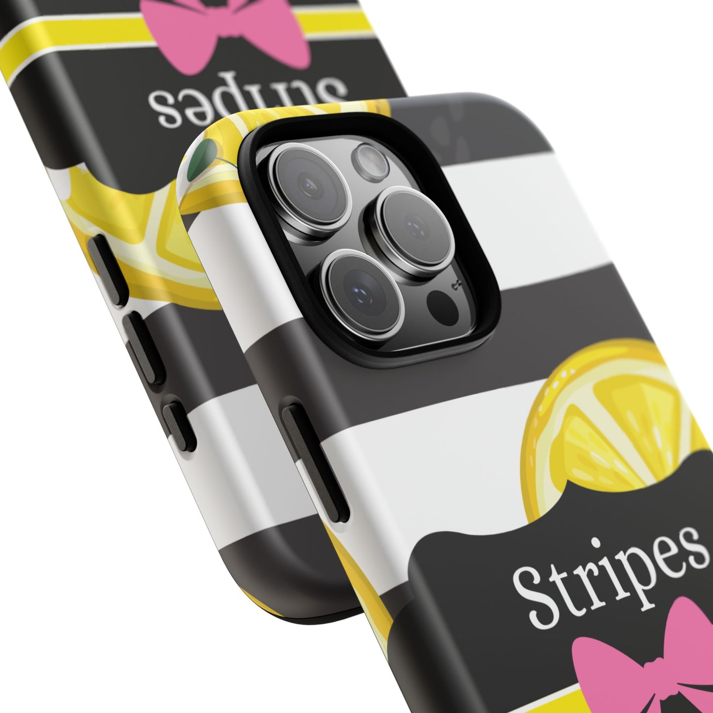 Phone Case iPhone 16/15/14 - Lemony Stripes & Swipes Tough Case