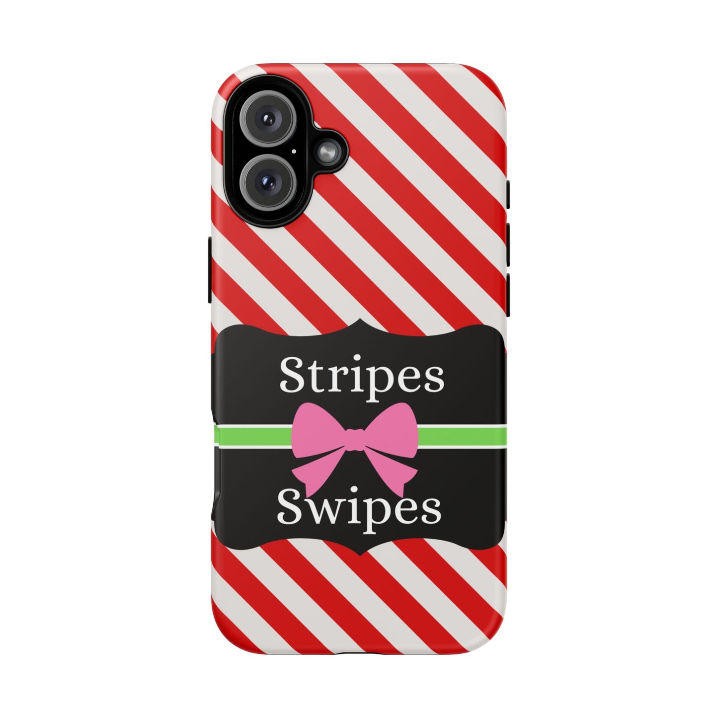 Phone Case iPhone 16/15/14 - Diagonal Red/White Stripes & Swipes Tough Case