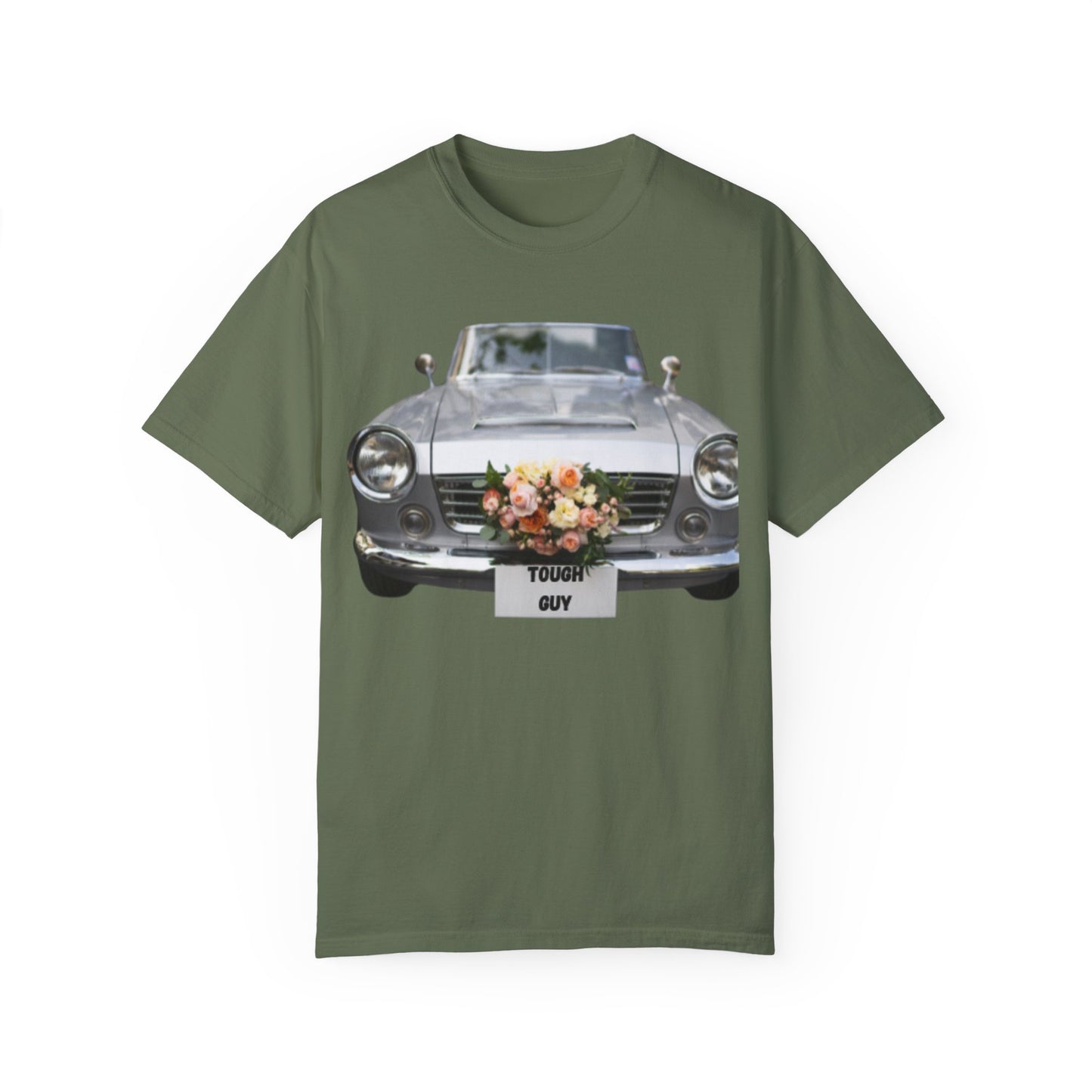 Men's T-Shirt Tough Guy Car with Flowers Design