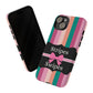 Phone Case iPhone 16/15/14 - Green/Pink/Peach Stripes & Swipes Tough Case