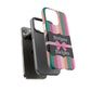 Phone Case iPhone 16/15/14 - Green/Pink/Peach Stripes & Swipes Tough Case