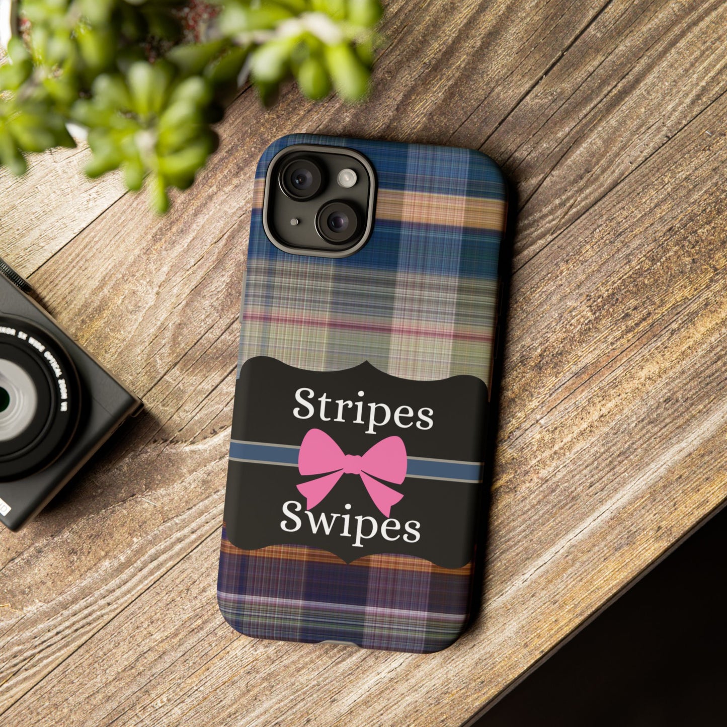 Phone Case iPhone 16/15/14 -Stripes & Swipes Tough Case