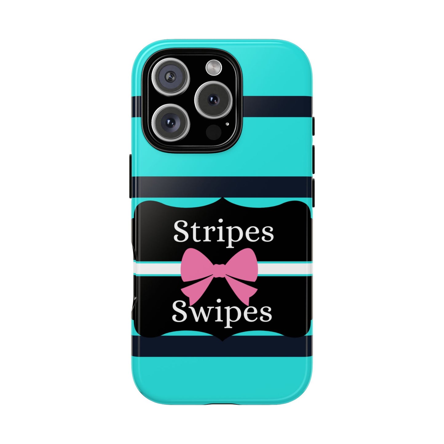 Phone Case iPhone 16/15/14 - Blue/Black Stripes & Swipes Tough Case