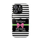 Phone Case iPhone 16/15/14 - Black/White/Green Stripes & Swipes Tough Case