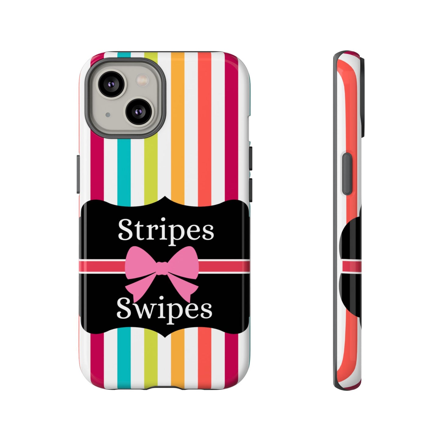 Phone Case iPhone 16/15/14 - Lollipop Stripes & Swipes Tough Case