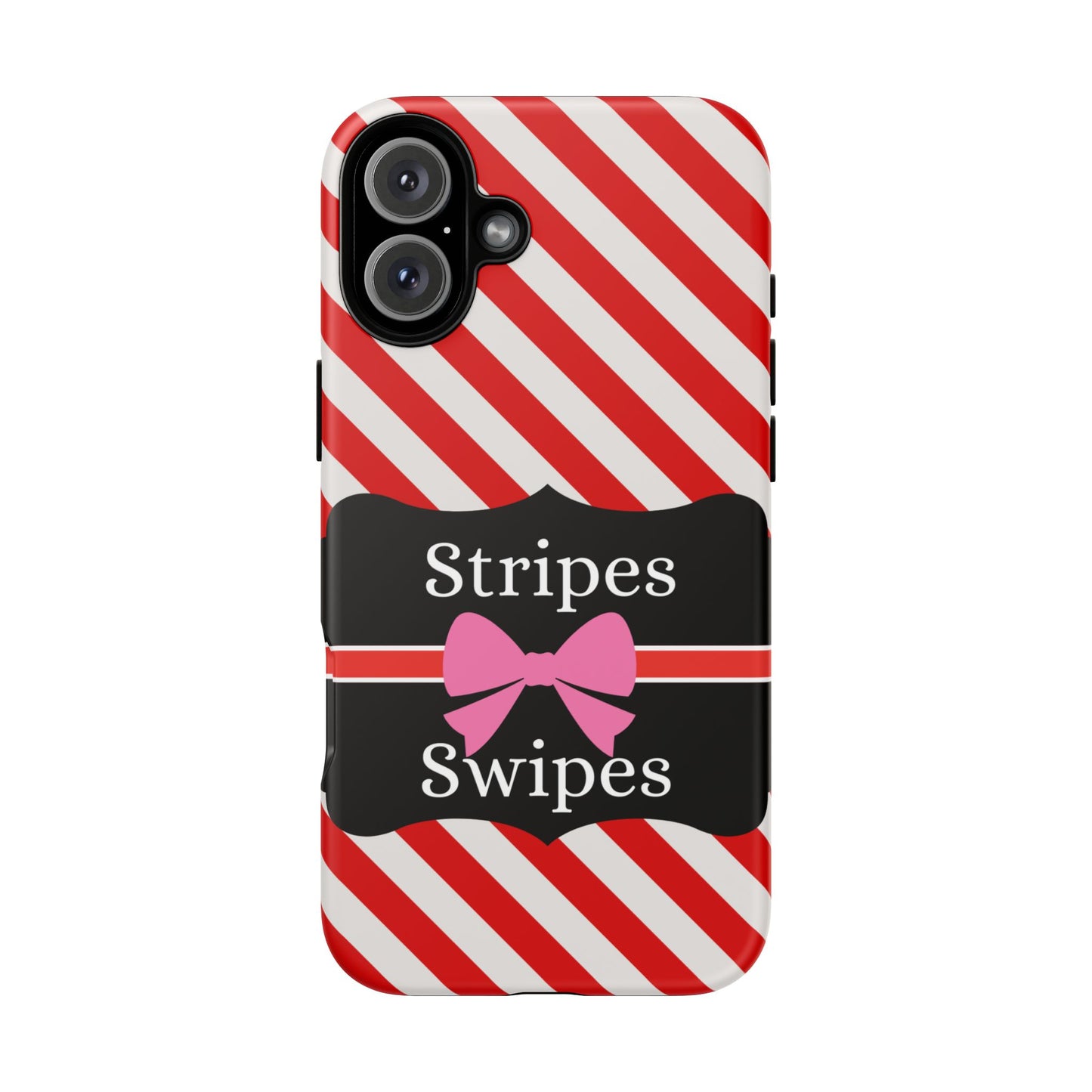 Phone Case iPhone 16/15/14 - Red/White Stripes & Swipes Tough Case