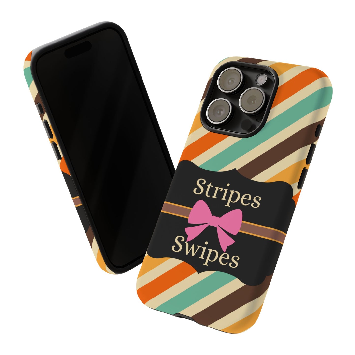 Phone Case iPhone 16/15/14 - Diagonal Retro Stripes & Swipes Tough Case