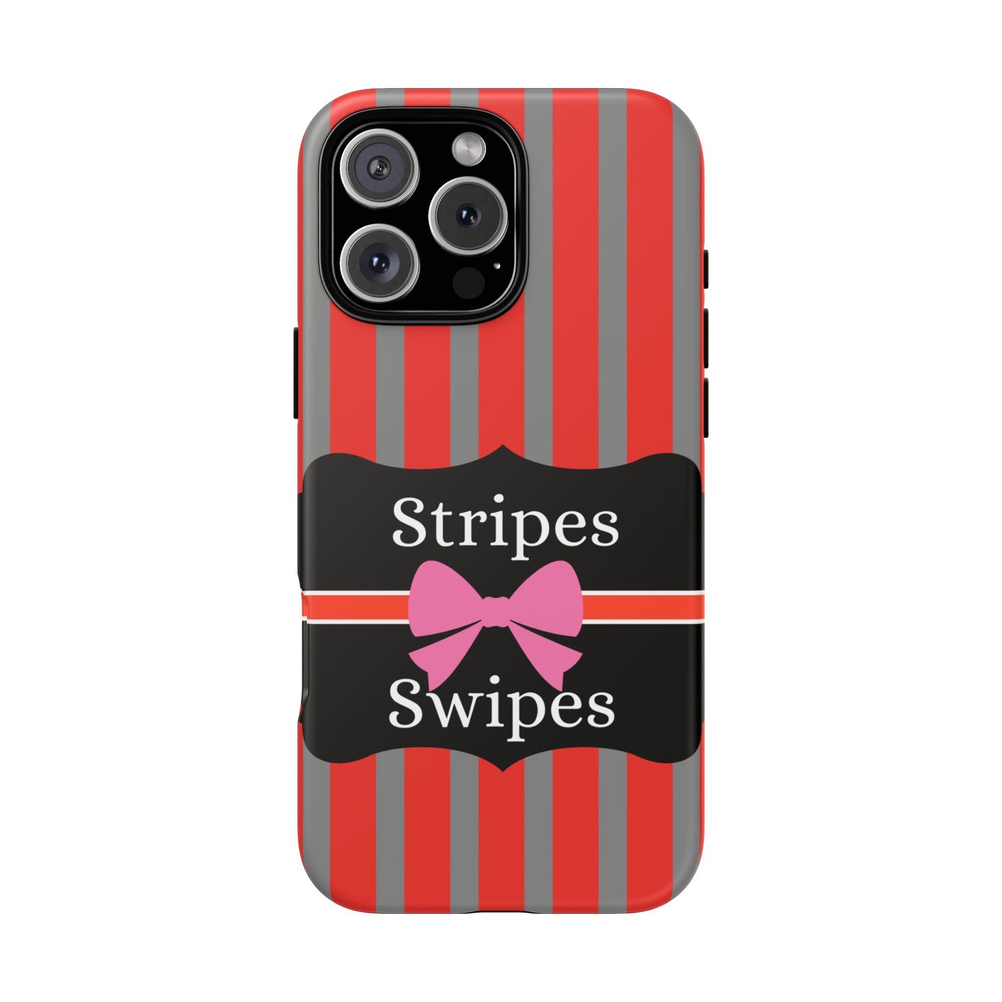 Phone Case iPhone 16/15/14 - Red/Gray Stripes & Swipes Tough Case