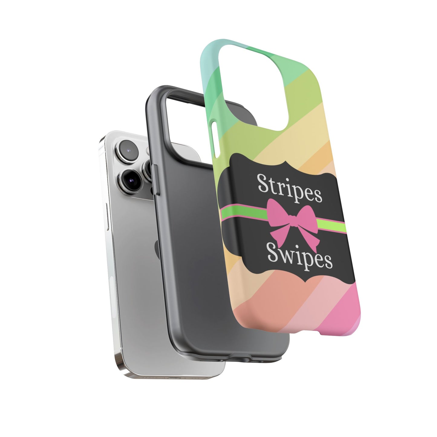 Phone Case iPhone 16/15/14 - Diagonal Pastel Stripes & Swipes Tough Case