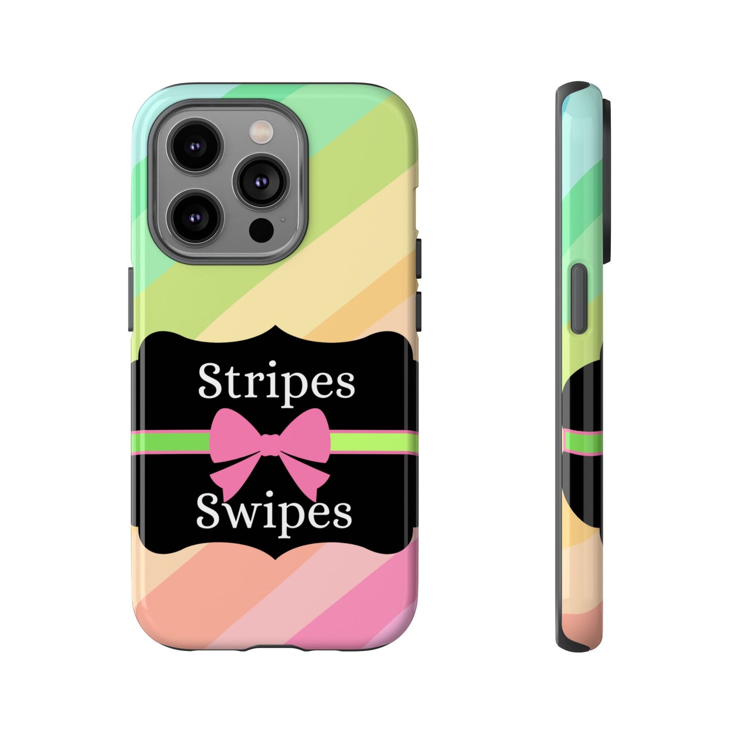 Phone Case iPhone 16/15/14 - Diagonal Pastel Stripes & Swipes Tough Case