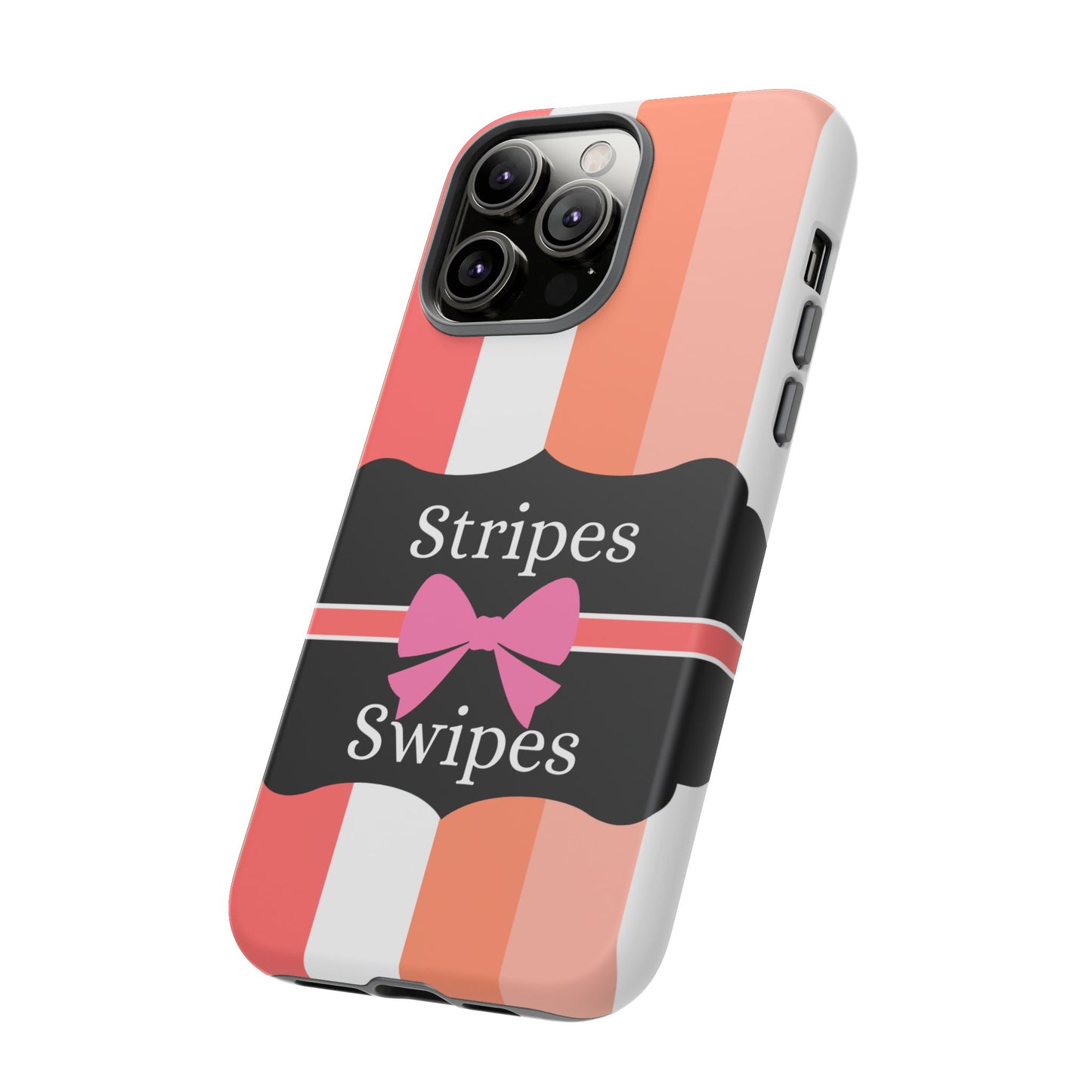 Phone Case iPhone 16/15/14 - Peachy Stripes & Swipes Tough Case