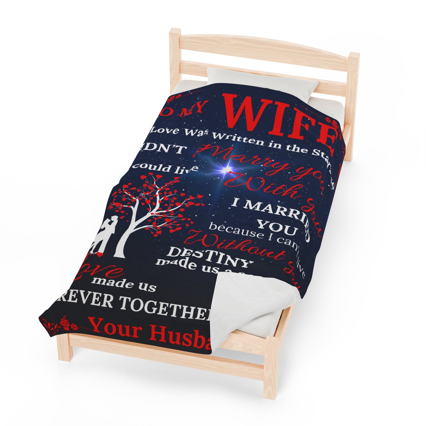 To My Wife Why I Married You - Red Velveteen Plush Blanket Blue/Black