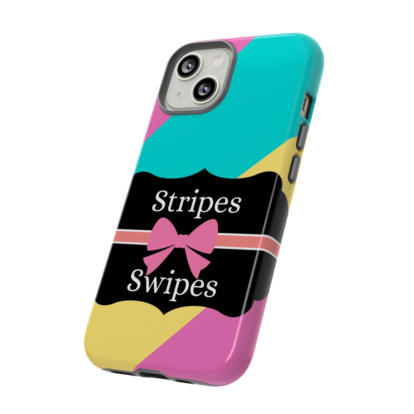 Phone Case iPhone 16/15/14 - Cotton Candy Stripes & Swipes Tough Case