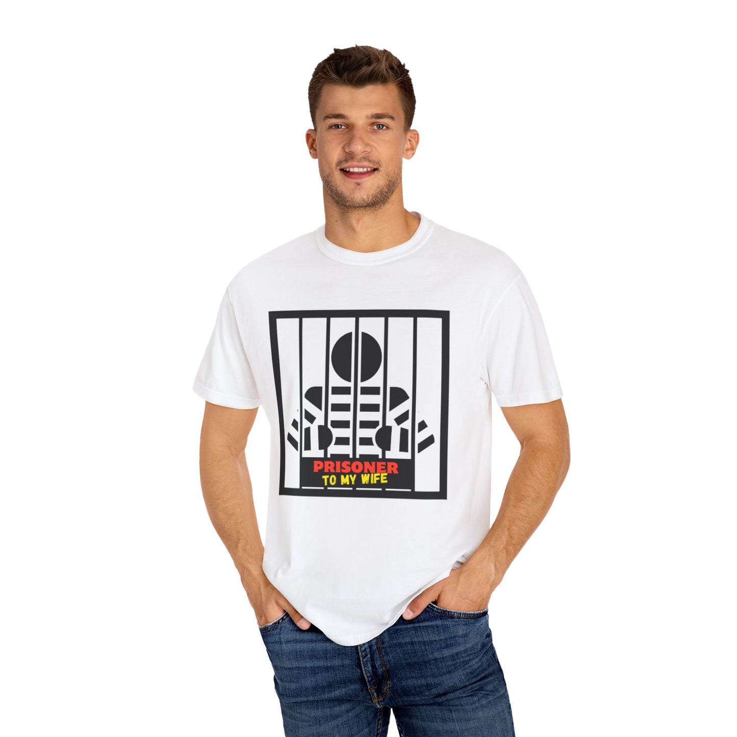 T-Shirt with 'Prisoner to My Wife' Design