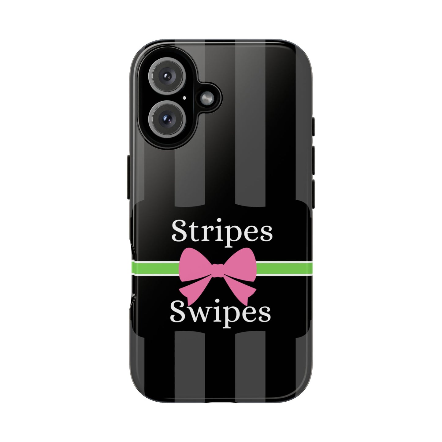 Phone Case iPhone 16/15/14 - Gray/Pink Stripes & Swipes Tough Case