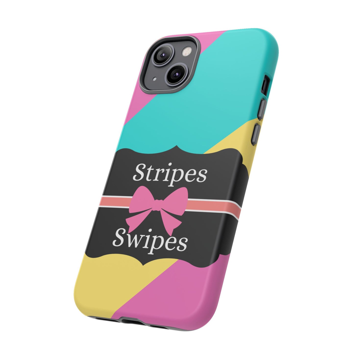 Phone Case iPhone 16/15/14 - Cotton Candy Stripes & Swipes Tough Case