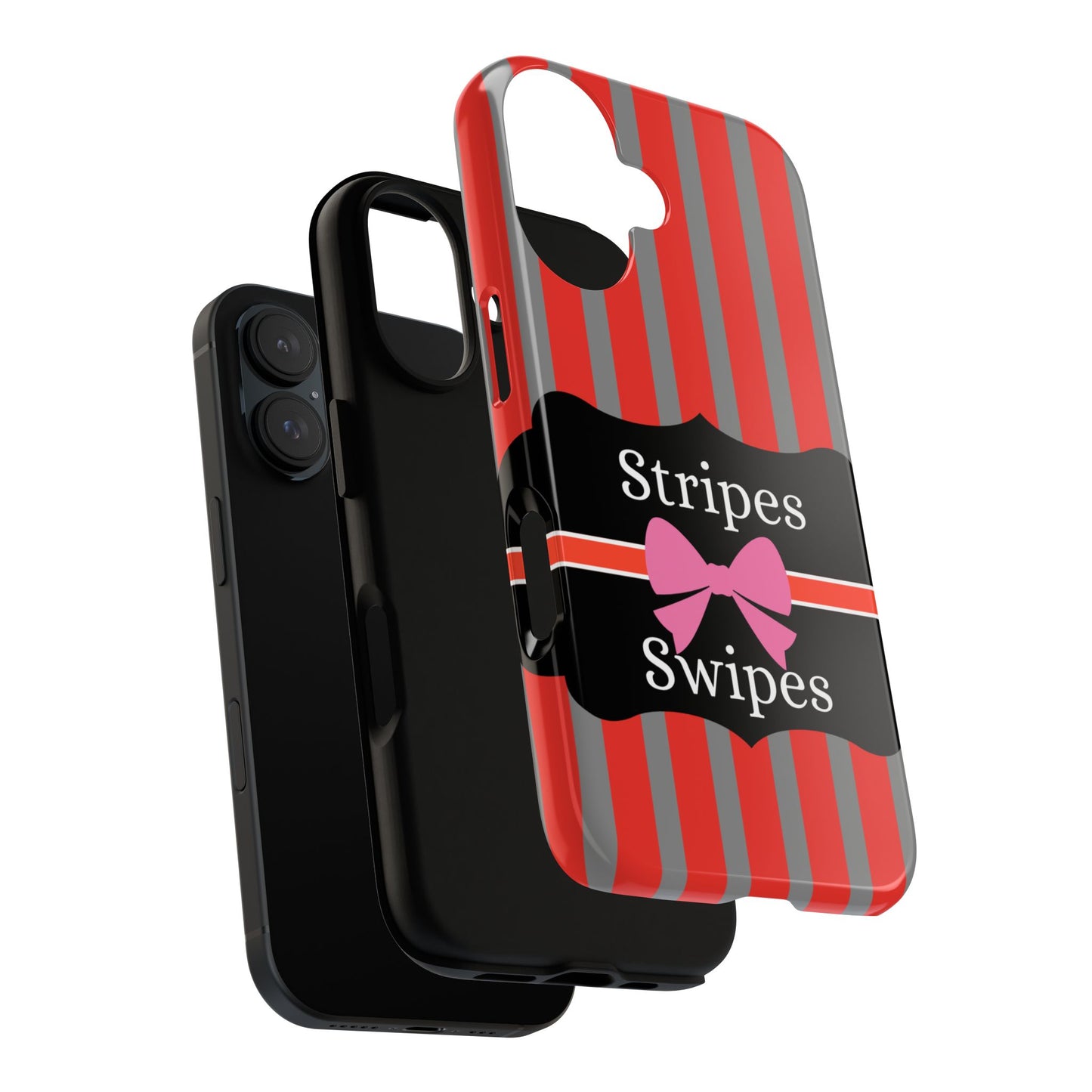 Phone Case iPhone 16/15/14 - Red/Gray Stripes & Swipes Tough Case