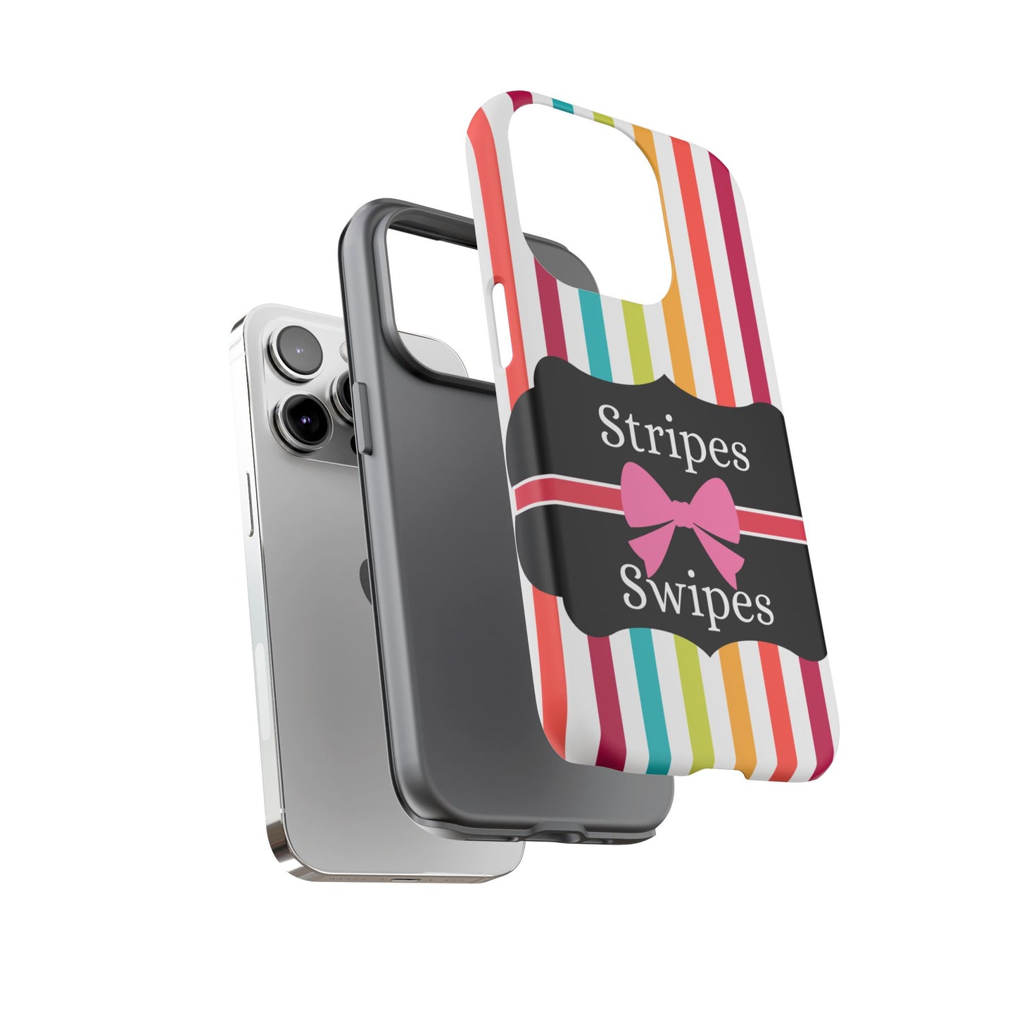 Phone Case iPhone 16/15/14 - Lollipop Stripes & Swipes Tough Case