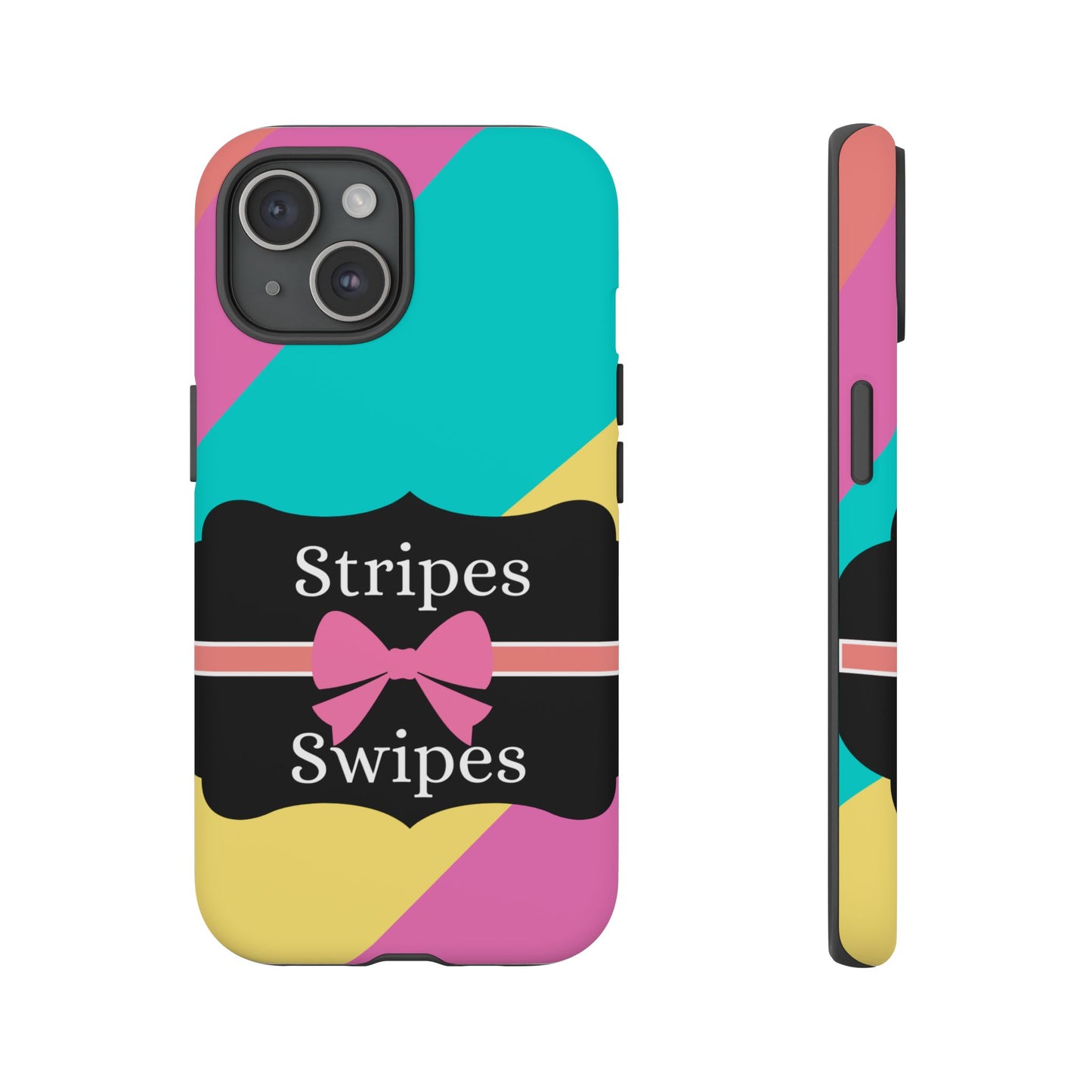 Phone Case iPhone 16/15/14 - Cotton Candy Stripes & Swipes Tough Case