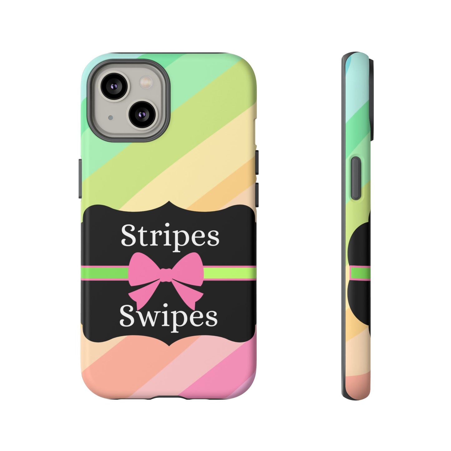 Phone Case iPhone 16/15/14 - Diagonal Pastel Stripes & Swipes Tough Case