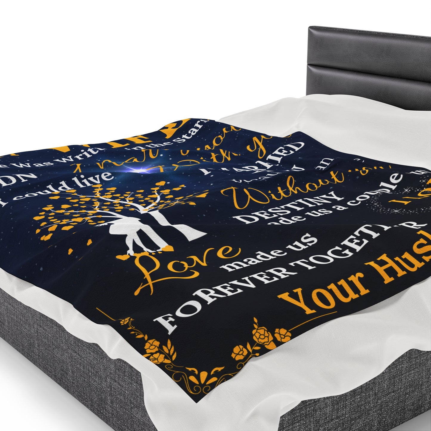 To My Wife Why I Married You - Gold Velveteen Plush Blanket Blue/Black