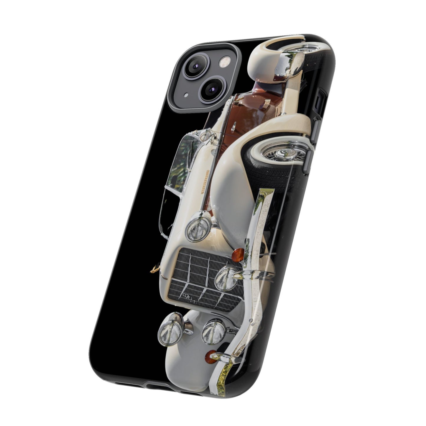 Phone Case iPhone 16/15/14 - Beige Vintage Car Tough Case