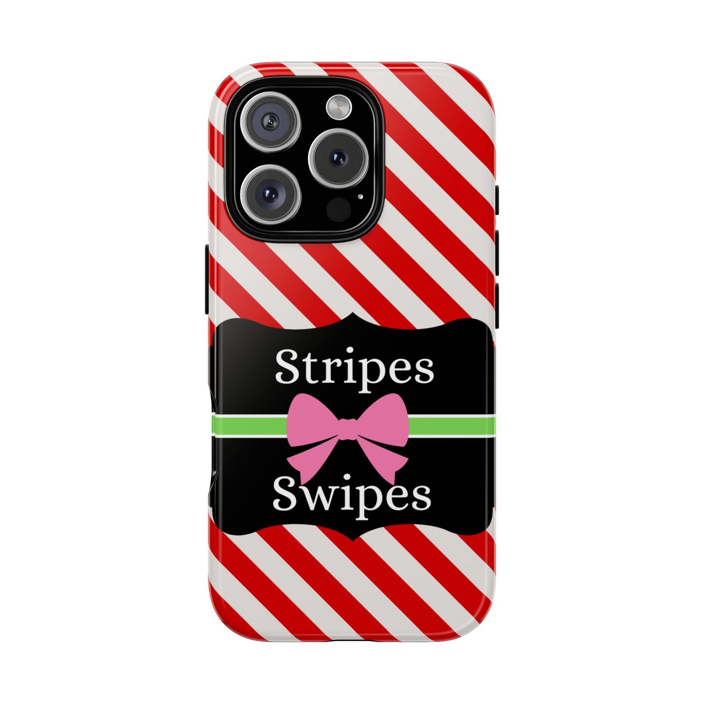 Phone Case iPhone 16/15/14 - Diagonal Red/White Stripes & Swipes Tough Case