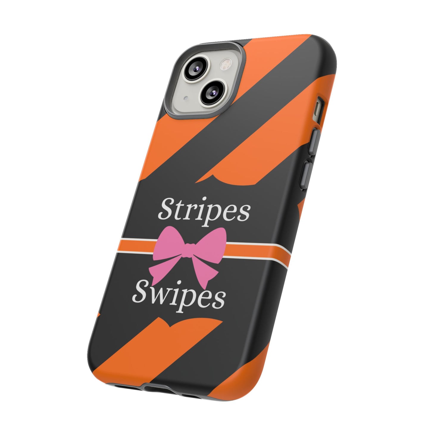 Phone Case iPhone 16/15/14 - Orange/Black Stripes & Swipes Tough Case