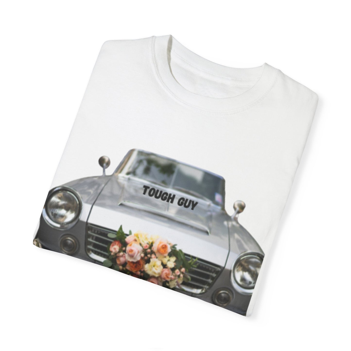 Men's T-Shirt Tough Guy Car with I Love My Wife Flowers Design