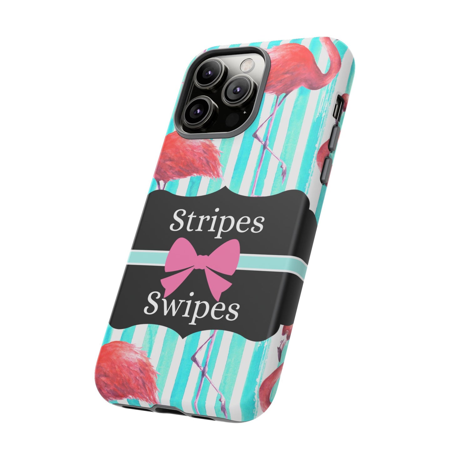 Phone Case iPhone 16/15/14 - Flamingo Stripes & Swipes Tough Case