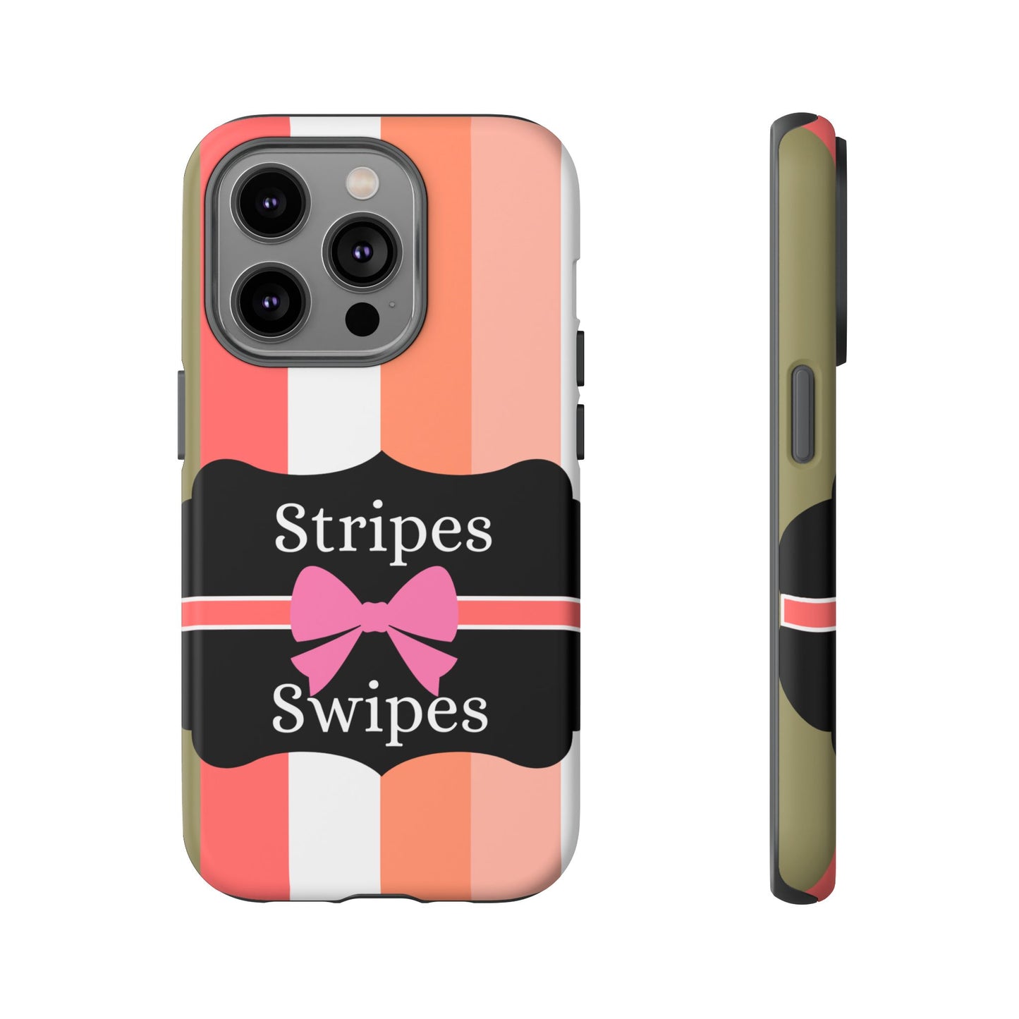 Phone Case iPhone 16/15/14 - Peachy Stripes & Swipes Tough Case