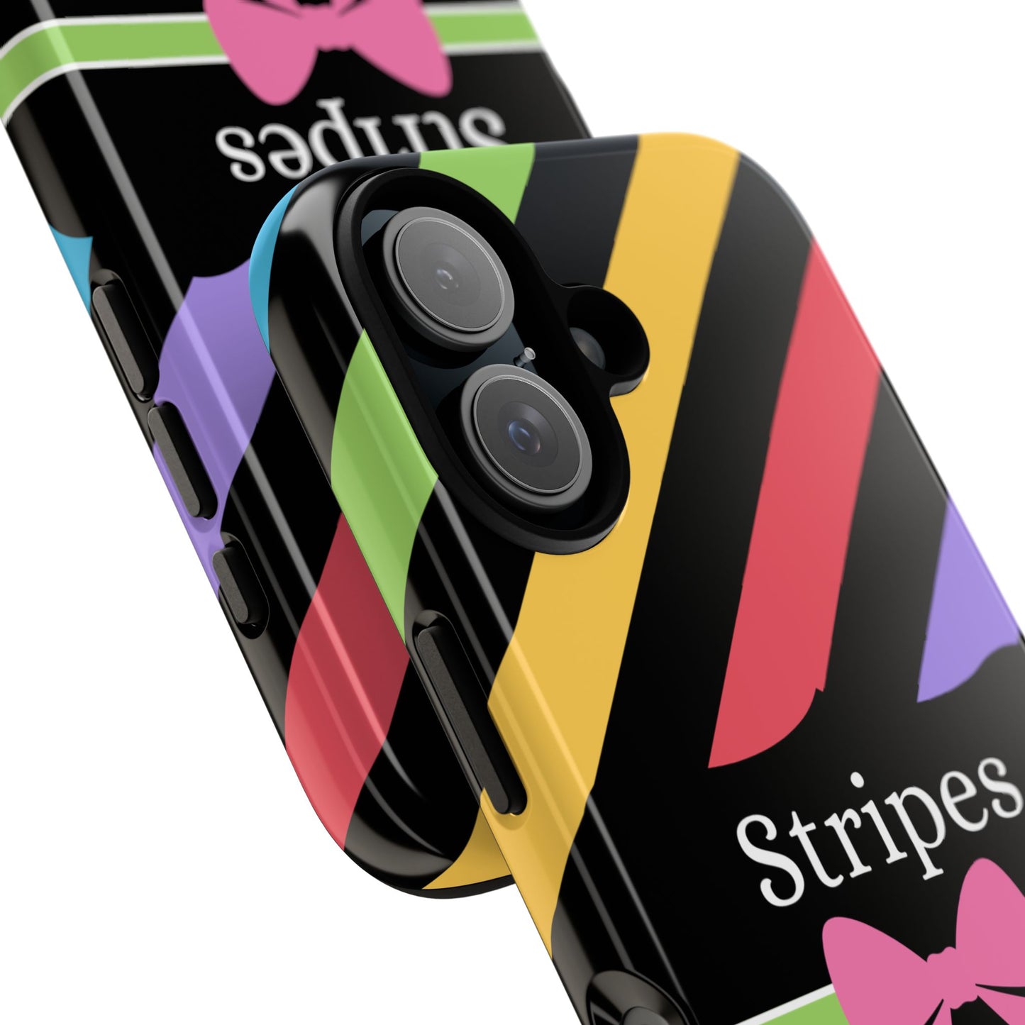 Phone Case iPhone 16/15/14 - Diagonal Vivid Black Stripes & Swipes Tough Case