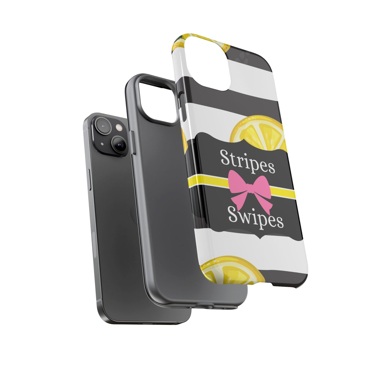 Phone Case iPhone 16/15/14 - Lemony Stripes & Swipes Tough Case