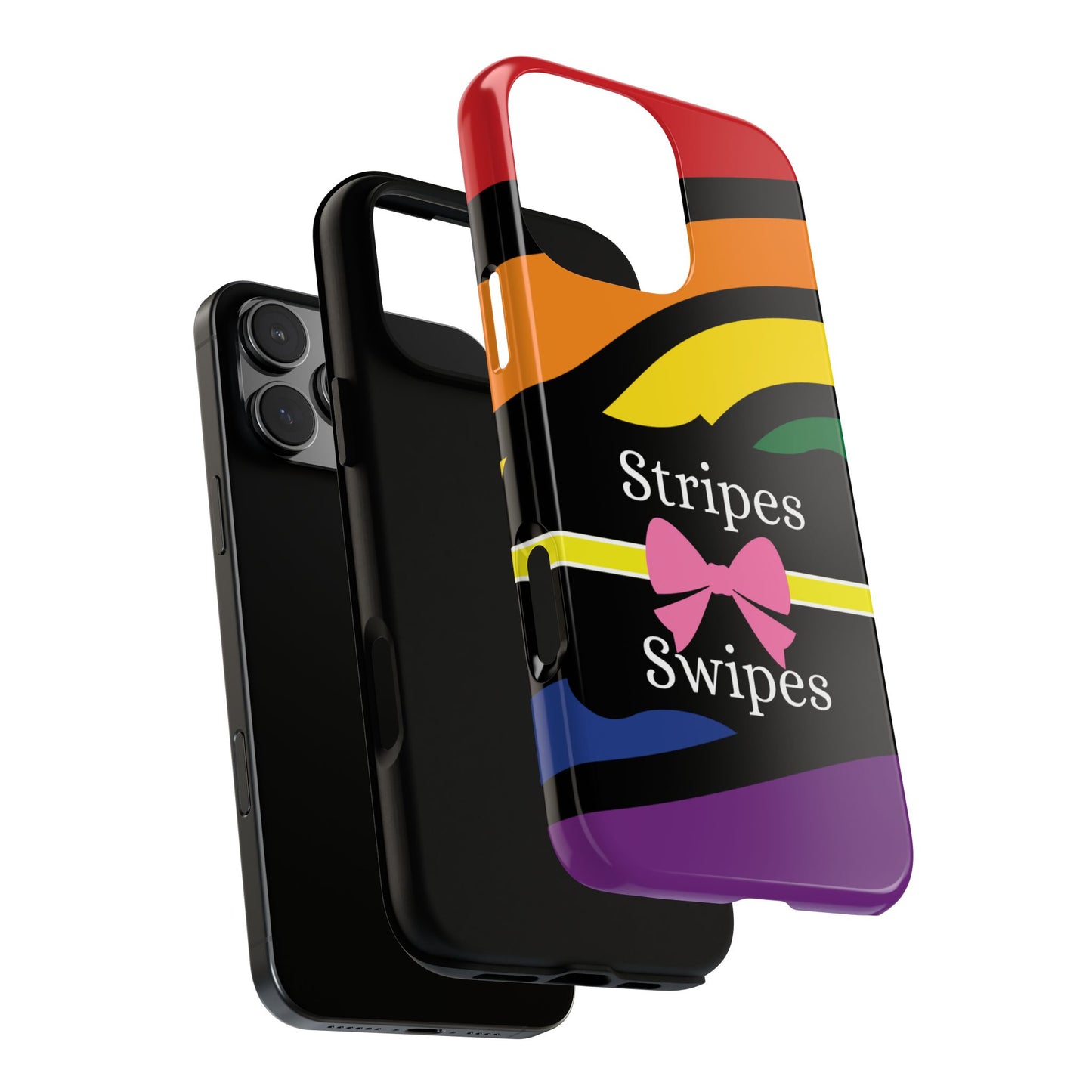 Phone Case iPhone 16/15/14 - Wavy Vivid Stripes & Swipes Tough Case