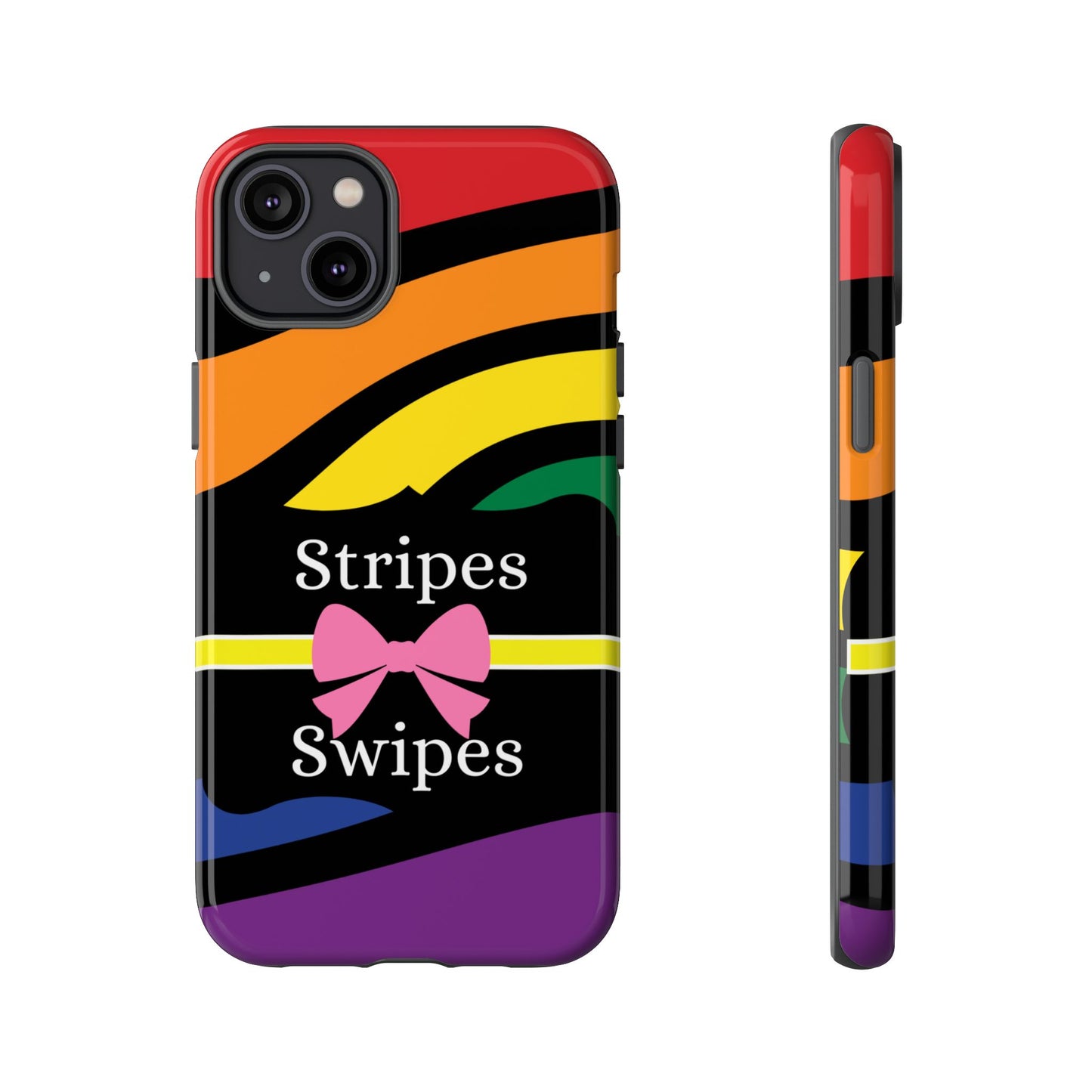 Phone Case iPhone 16/15/14 - Wavy Vivid Stripes & Swipes Tough Case