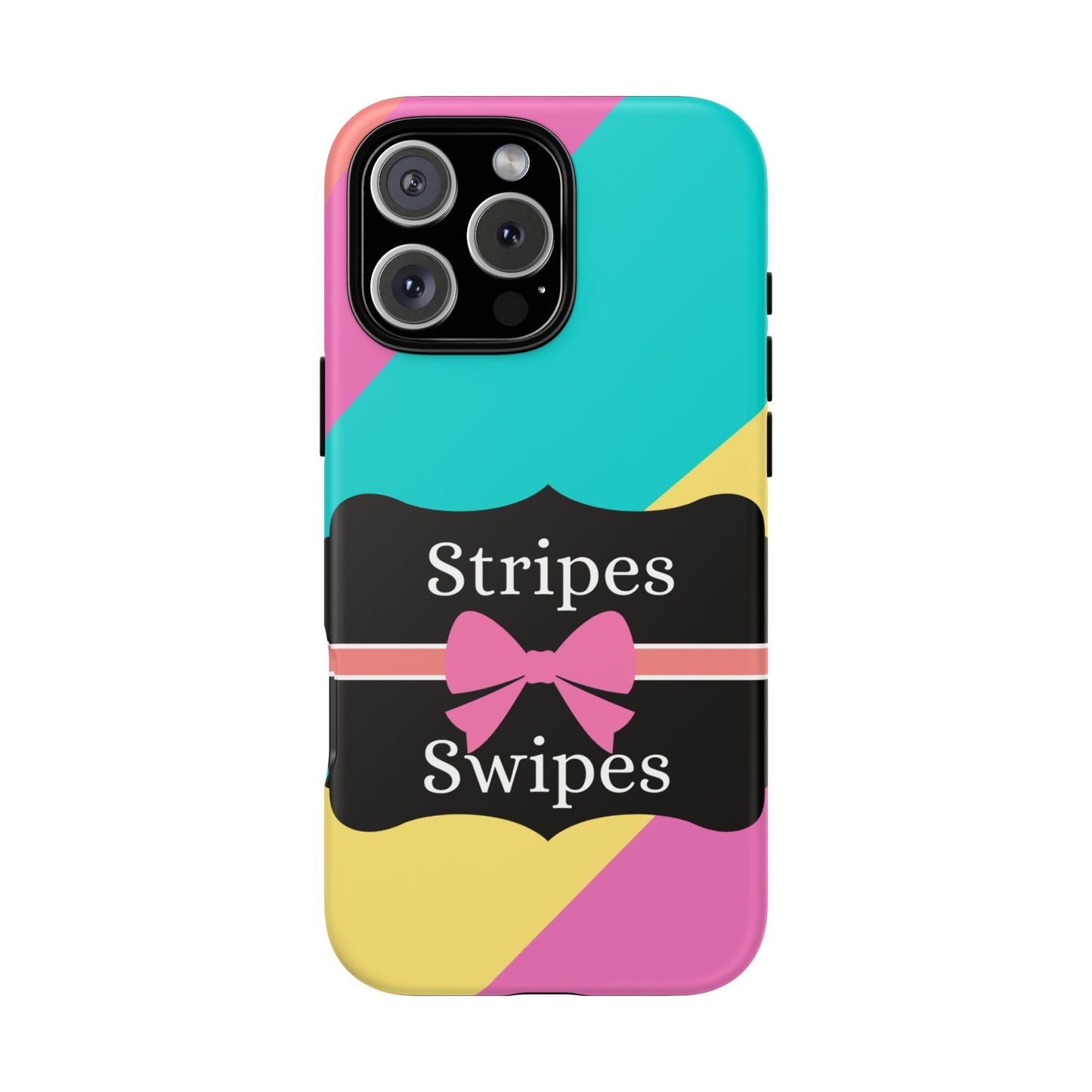 Phone Case iPhone 16/15/14 - Cotton Candy Stripes & Swipes Tough Case