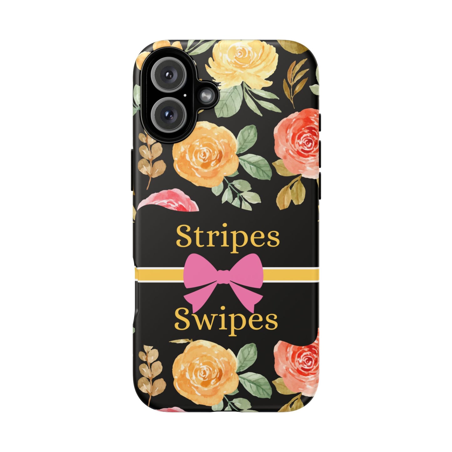 Phone Case iPhone 16/15/14 - Flowers Stripes & Swipes Tough Case