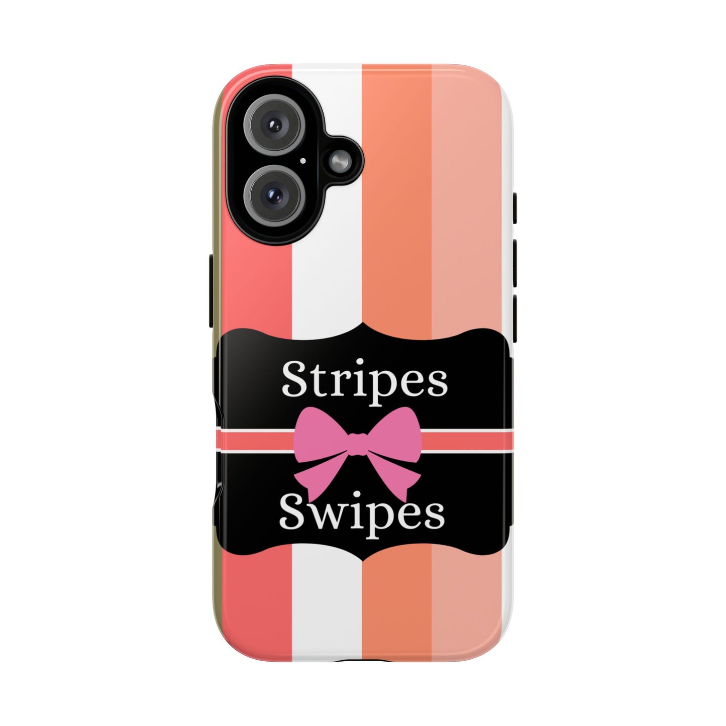 Phone Case iPhone 16/15/14 - Peachy Stripes & Swipes Tough Case