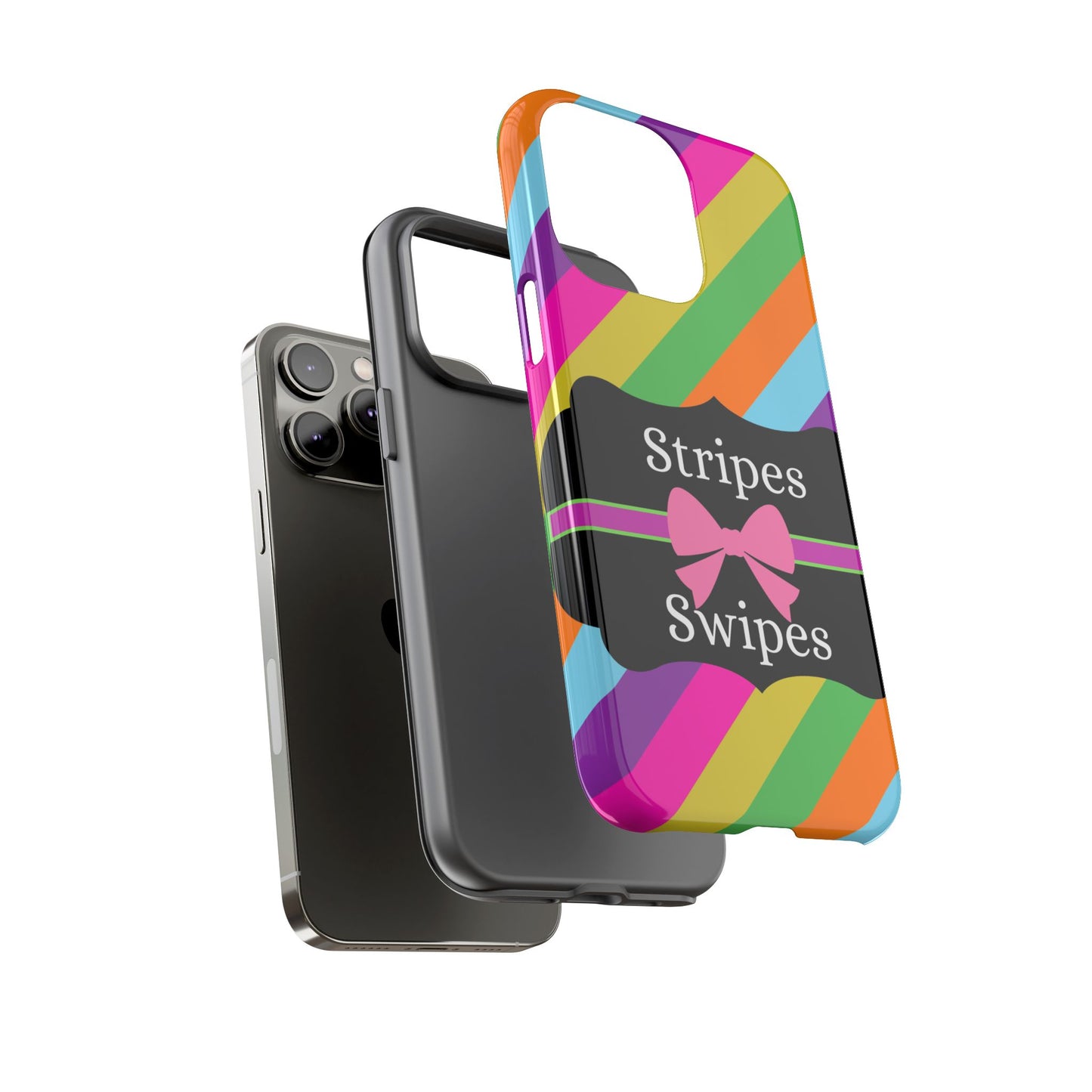 Phone Case iPhone 16/15/14 - Diagonal Vivid Stripes & Swipes Tough Case